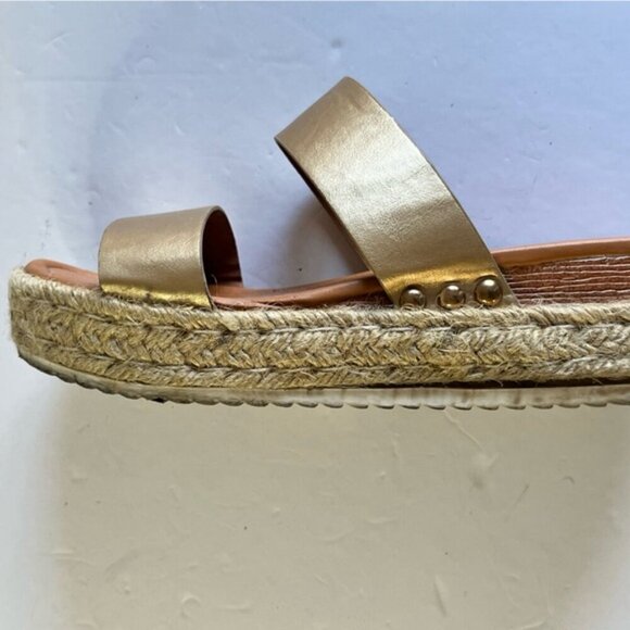 Lily Morgan Gold Espadrille Platform Sandals with Double Straps, Size 8 - Picture 8 of 10